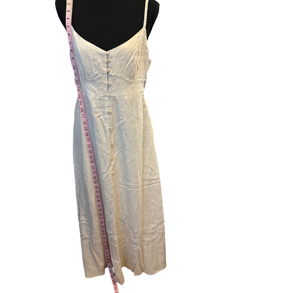 Monteau Los Angeles Beige Midi Dress Braided Straps Smocked Back L - Picture 5 of 10
